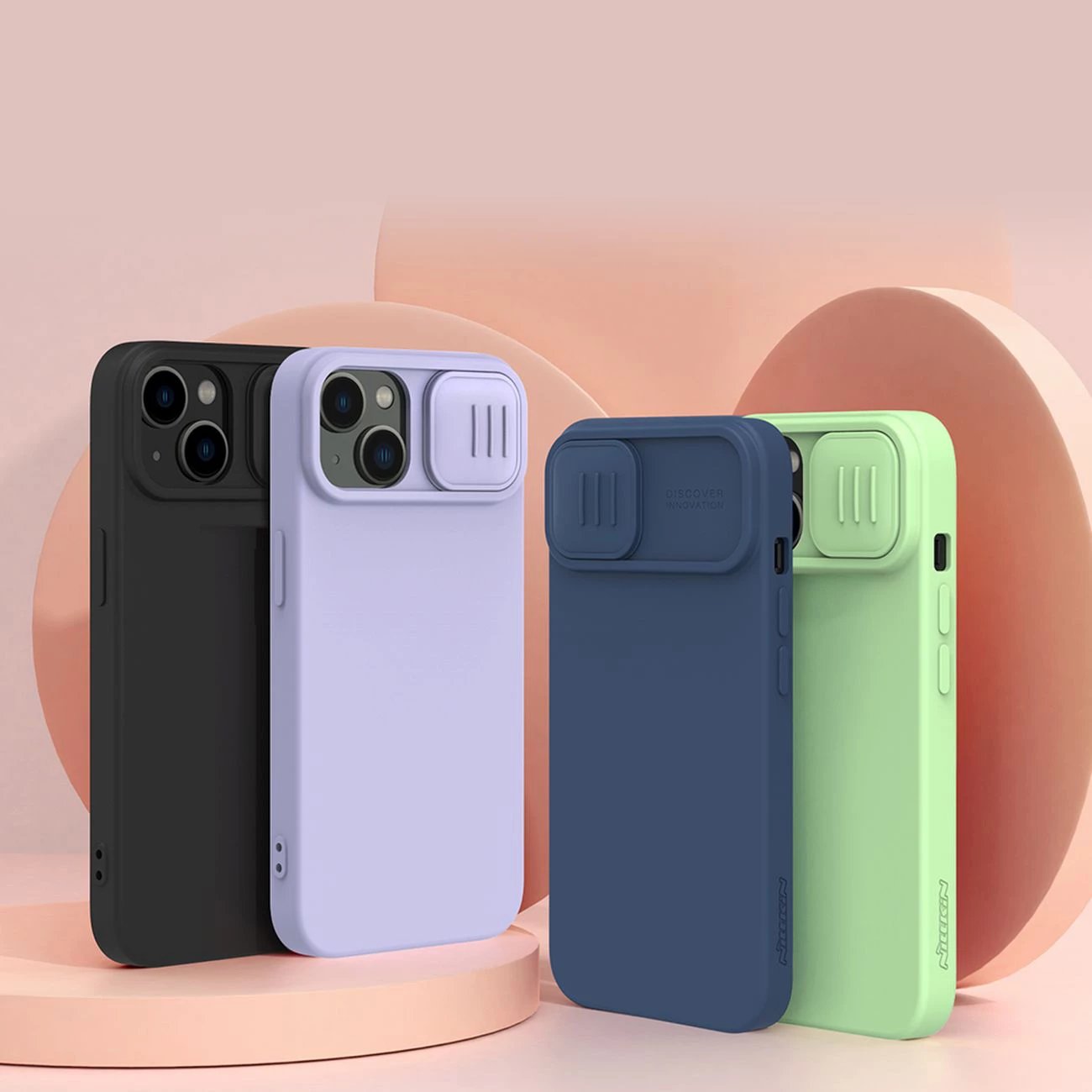 Mbështjellës Nillkin CamShield Silky Silicone për iPhone 14 Plus, MagSafe, me kapak kamere, Zi