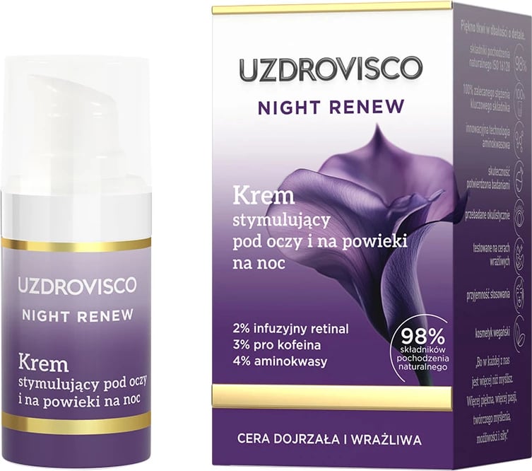 Krem nate për sy dhe qepalla UZDROVISCO Night Renew për femra, 15ml