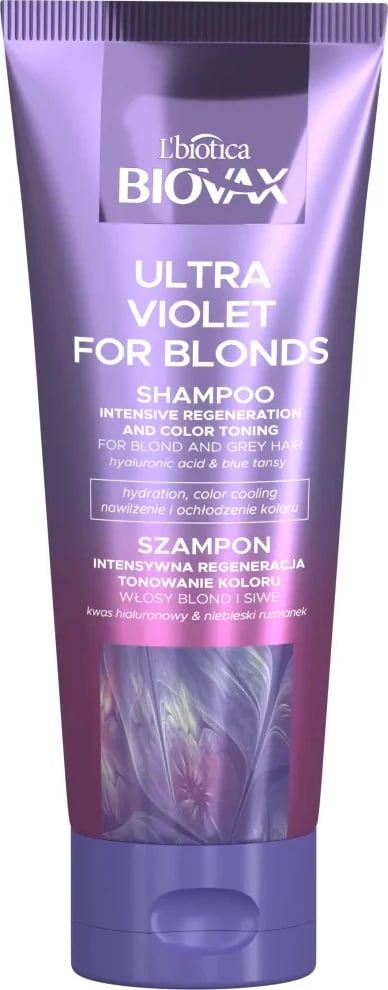 Shampon për femra BIOVAX Ultra Violet Intensively Regenerating Toning për flokë bionde dhe gri, 200ml