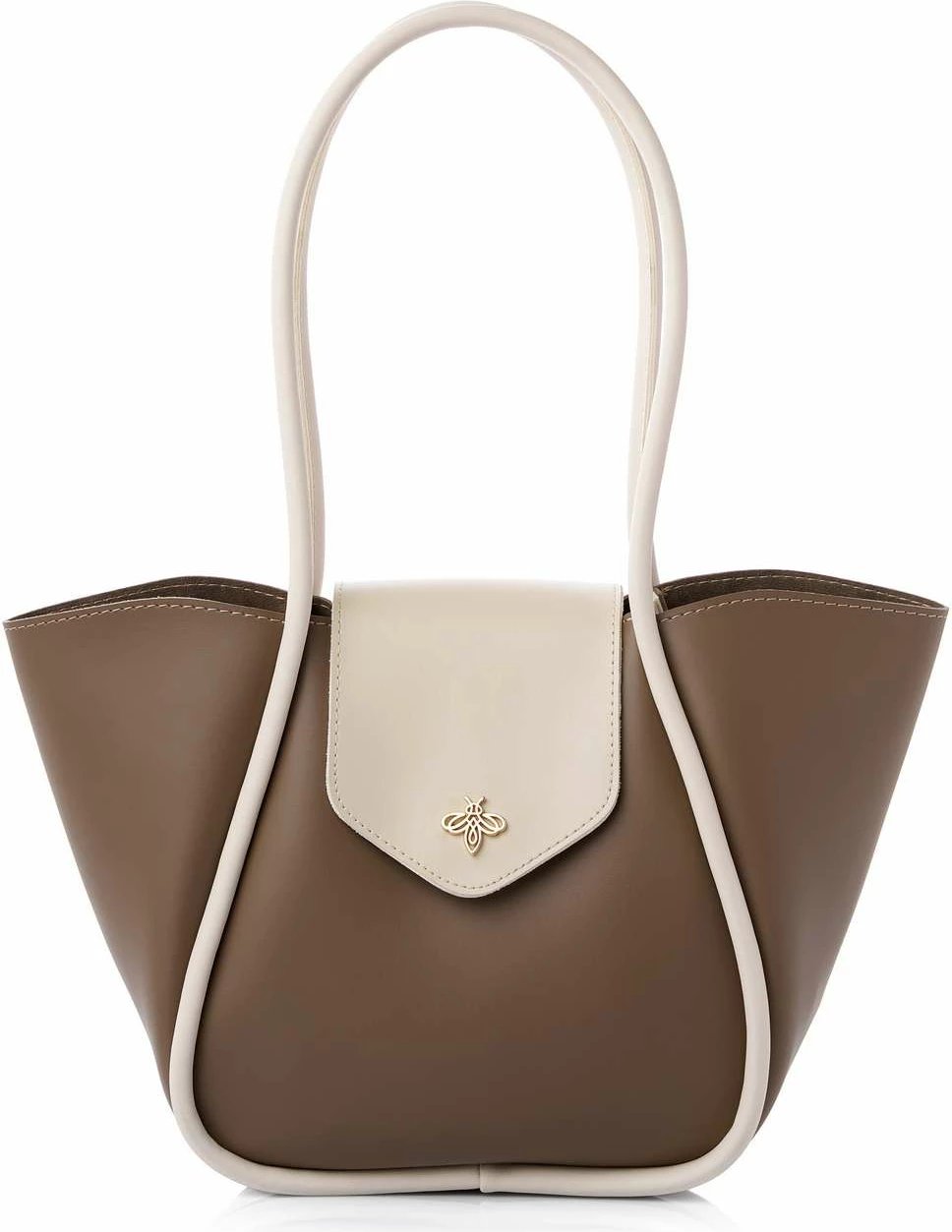 Çantë shpatullës Lucky Bees, Greta, ngjyrë mink dhe krem