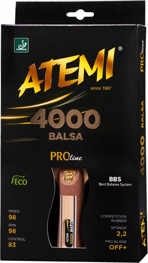 Reket ping pong për meshkuj Atemi, 4000 Pro Balsa