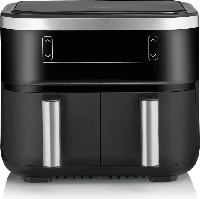 Fritezë me ajër të nxehtë dyfishe, Severin, FR 2453, 2x 3.8L, 8 programe, 80–200°C, funksion tharjeje, 1950 W, e zezë/argjendtë