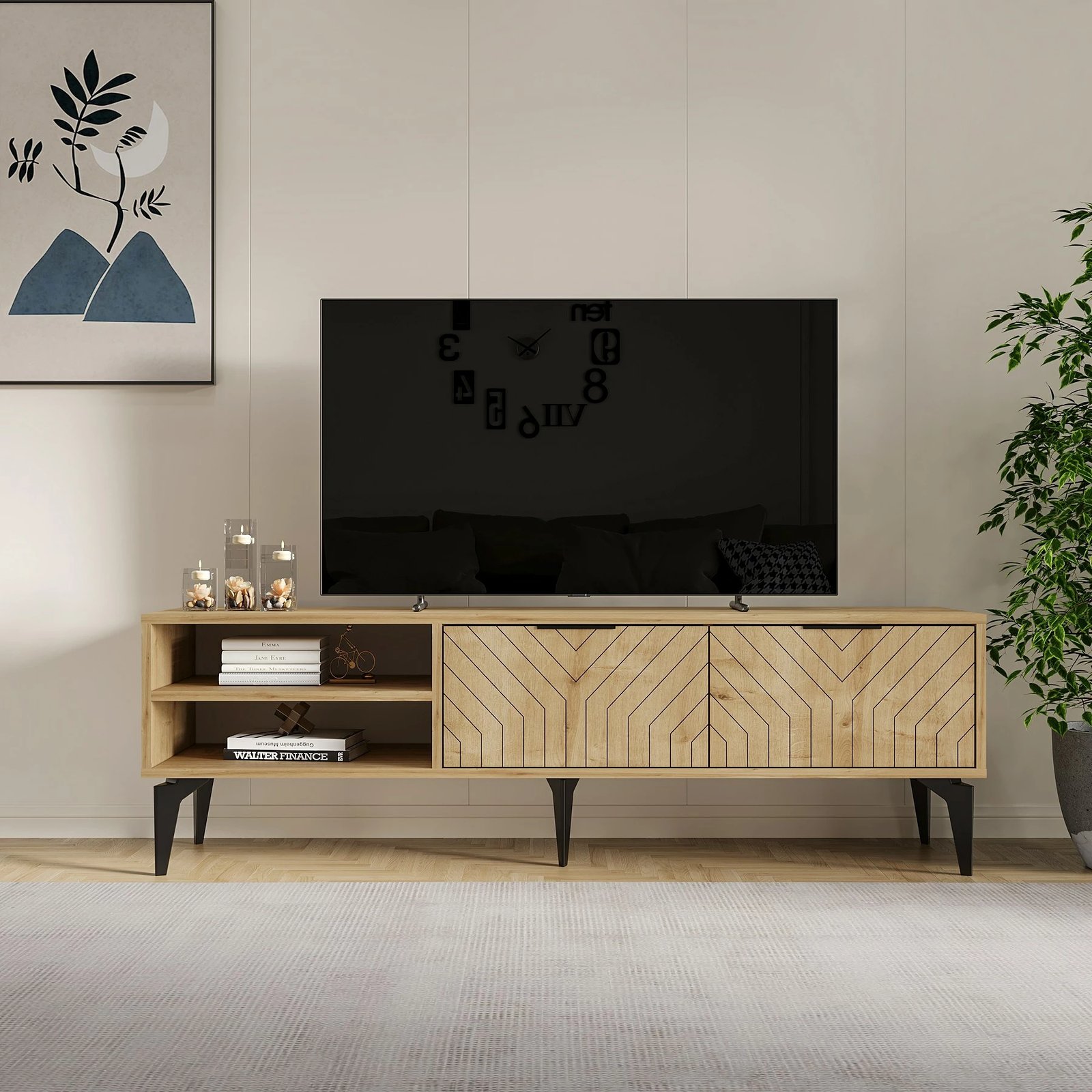Komodë për TV Skye Decor, Regina, ngjyrë lis safir