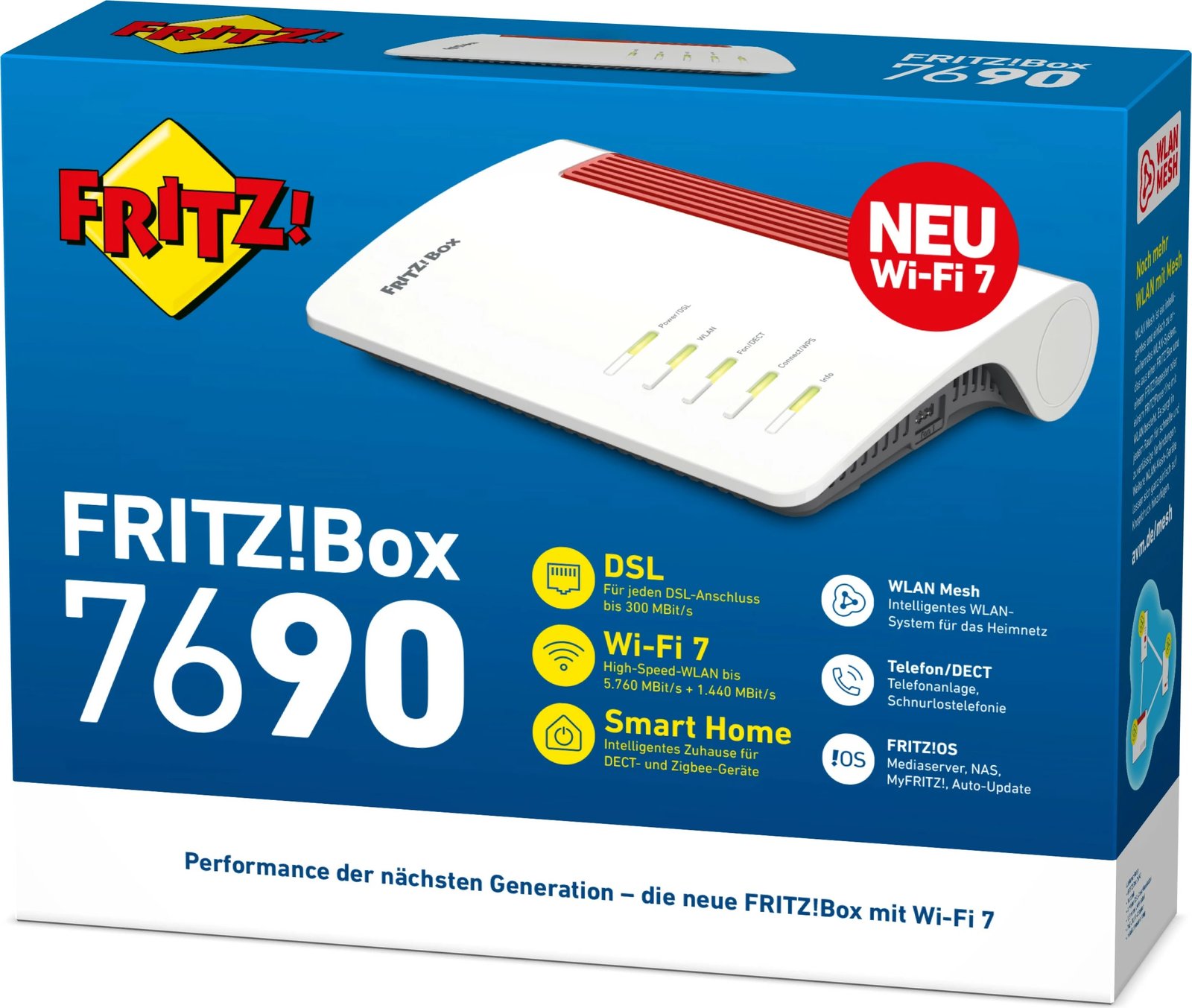 Router tavoline AVM FRITZ!Box 7690, Wi-Fi 7, Dual-band, i bardhë