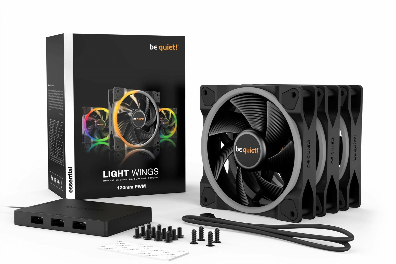 Ventilatorë kasë Be Quiet! LIGHT WINGS 120mm PWM ARGB, 3 copë, i zi