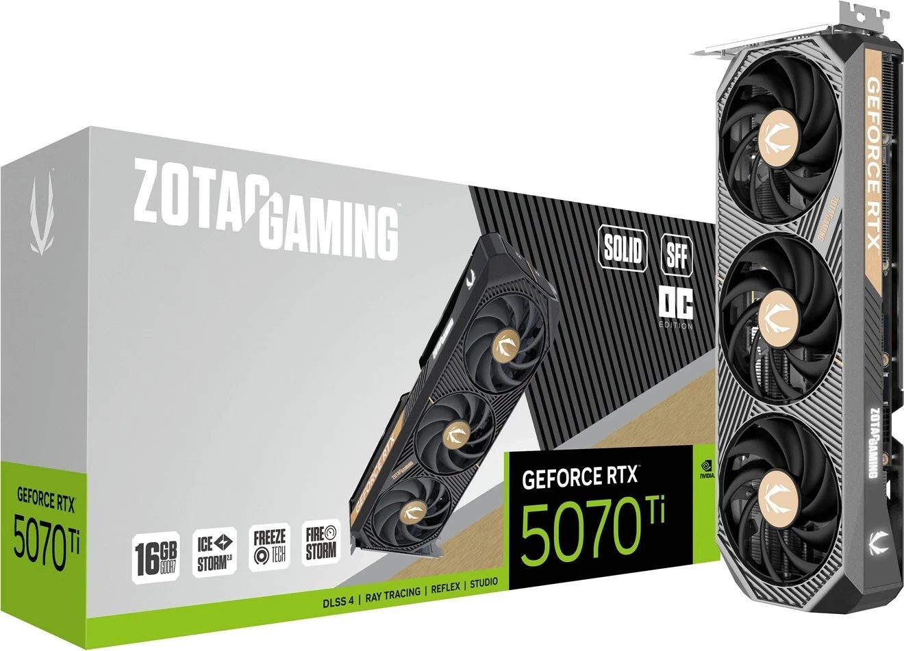Kartelë grafike ZOTAC GAMING GeForce RTX 5070 Ti SOLID SFF OC, 16 GB, Bardhë