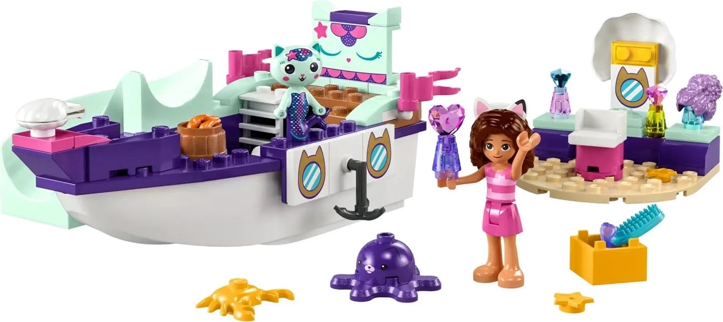 Set LEGO Gabby's Dollhouse 10786 Gabby & Mercat's Ship & Spa, shumëngjyrësh