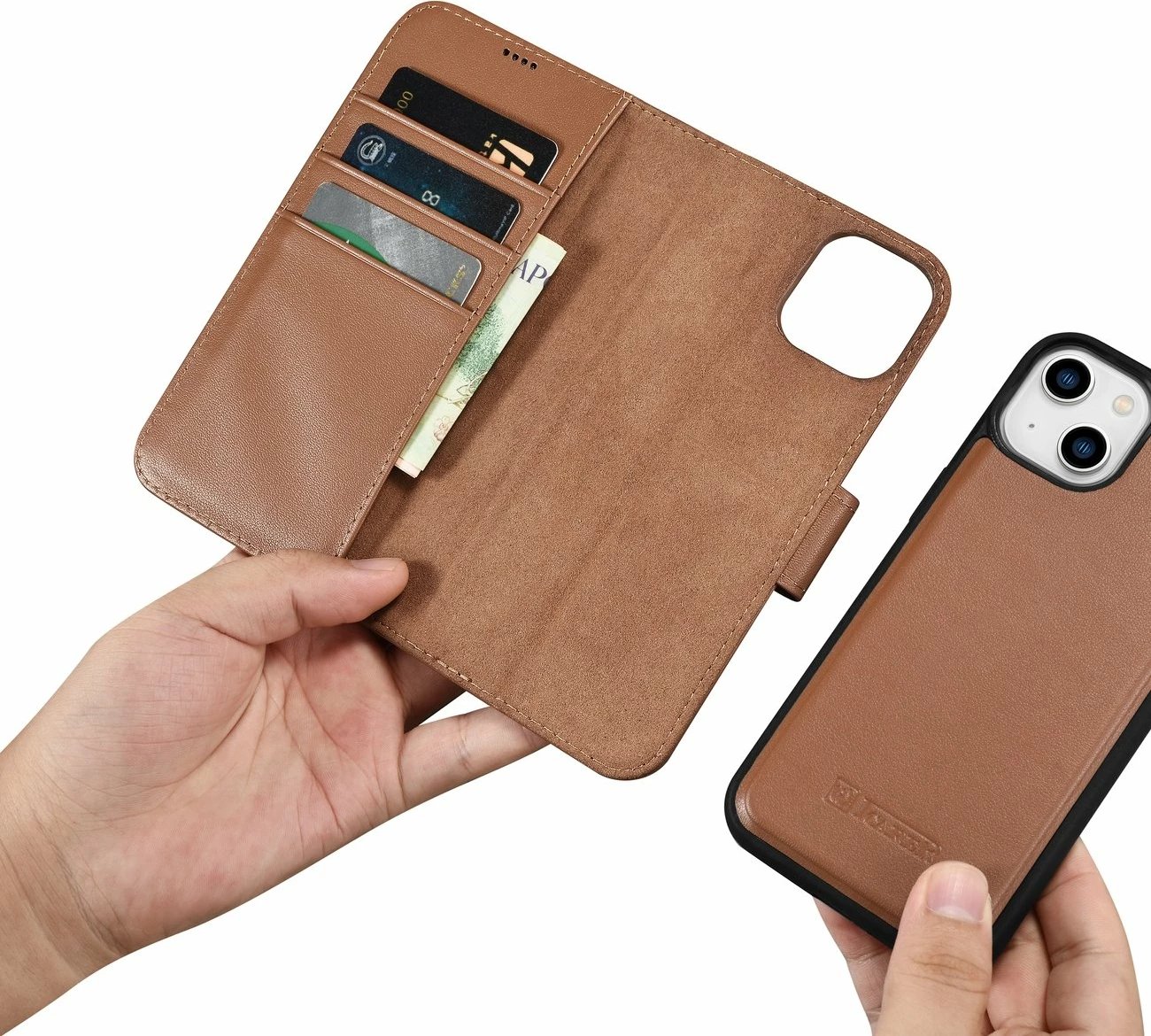 Mbështjellës iCarer Wallet Case 2in1 për iPhone 14, lëkurë, Anti-RFID, Kafe Mbështjellës iCarer Wallet Case 2in1 për iPhone 14, lëkurë, Anti-RFID, Kafe