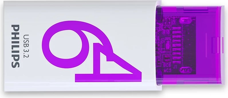 USB stick Philips Click Series Gen 1 64GB USB-C, bardhë/vjollcë