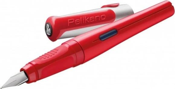 Stilograf Pelikan 971226, sistem kartridha, çelik inox, e kuqe