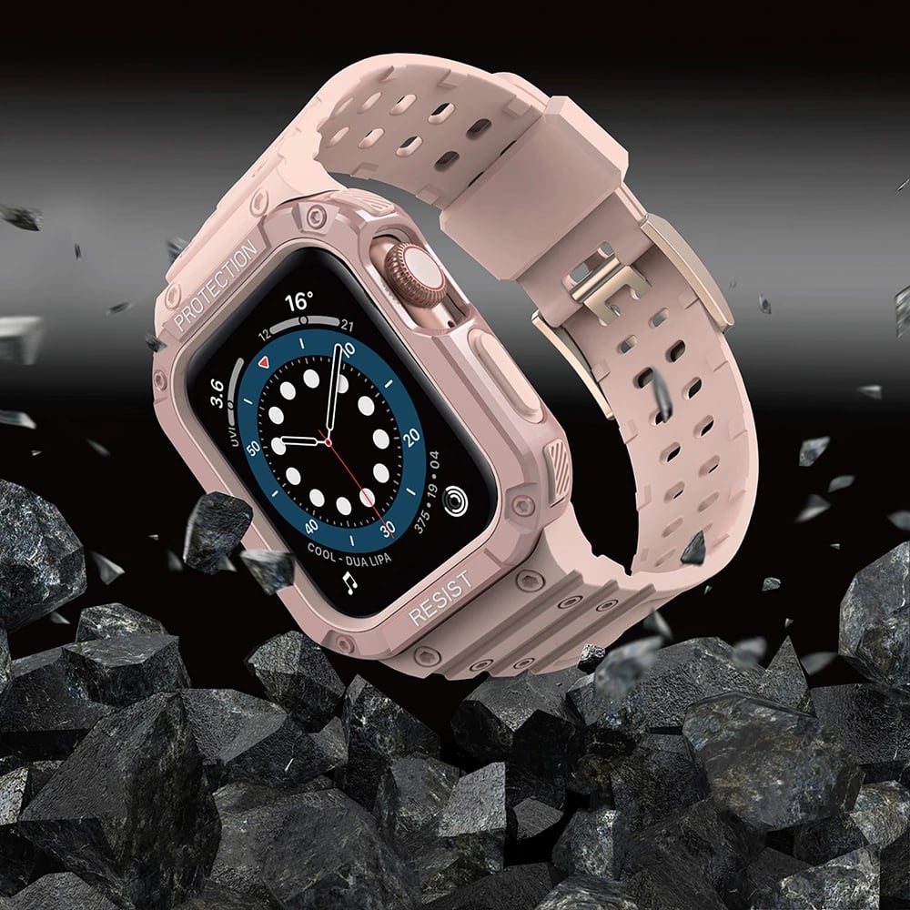 Rrip me kasë mbrojtëse për Apple Watch Hurtel Protect Strap Band, 41/40/38mm, Rozë
