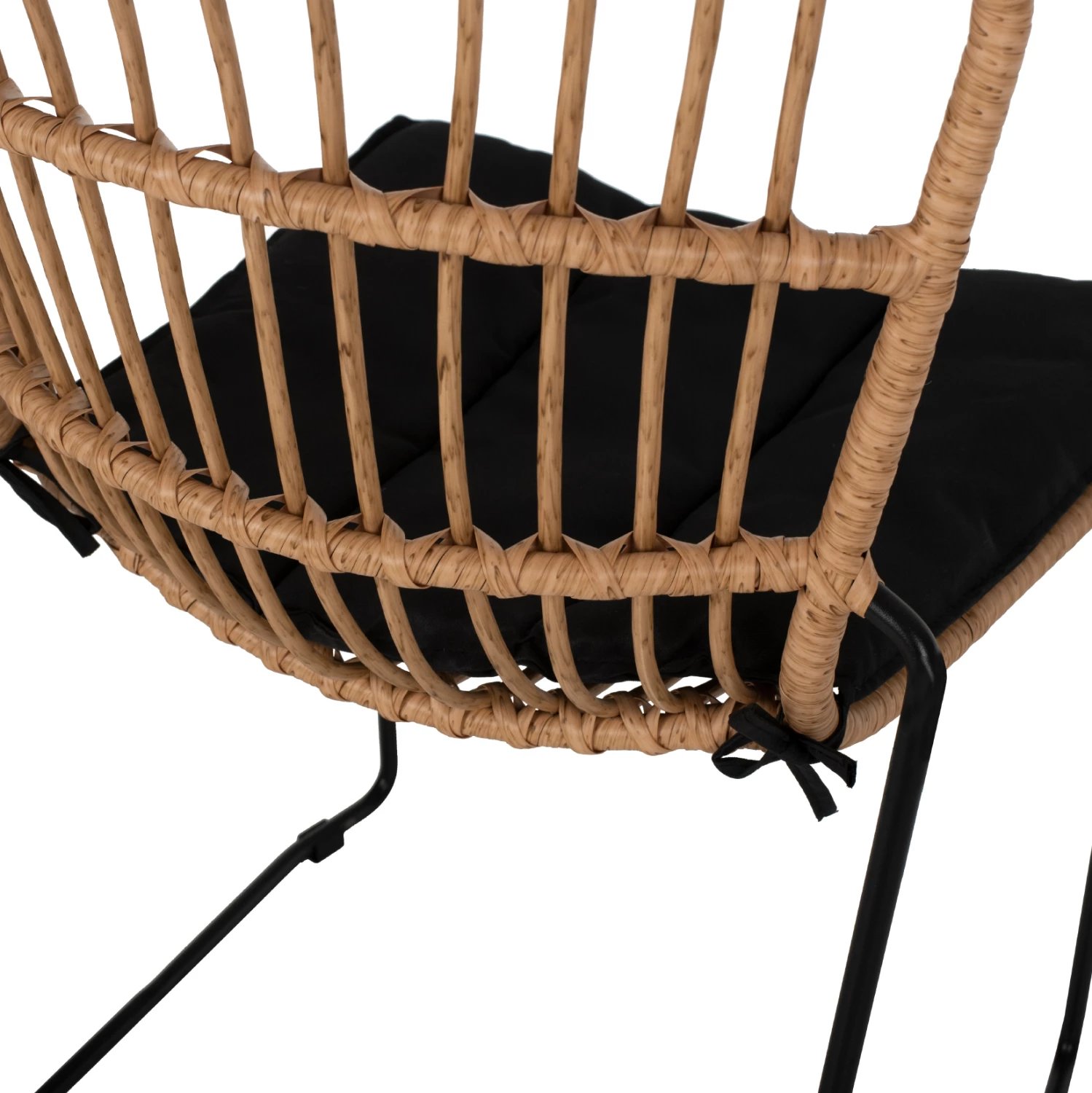 Karrige profesionale metalike, jastëk i zi, rattan natyral, 51.5x58x86 cm, FH5866.01