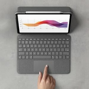 Tastierë me mbështjellës Logitech Folio Touch për iPad Air 4/5, QWERTZ, trackpad, Oxford Grey