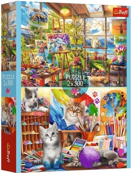 Puzzle Trefl 2x500 elemente Art of Painting Cats, set