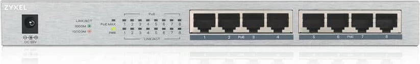 Switch Zyxel GS1008HP, 8 porta Gigabit PoE+, desktop, 60W