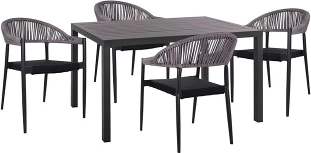Set 5 pjesë alumini me tavolinë 140x80x75.5 gri FH10519