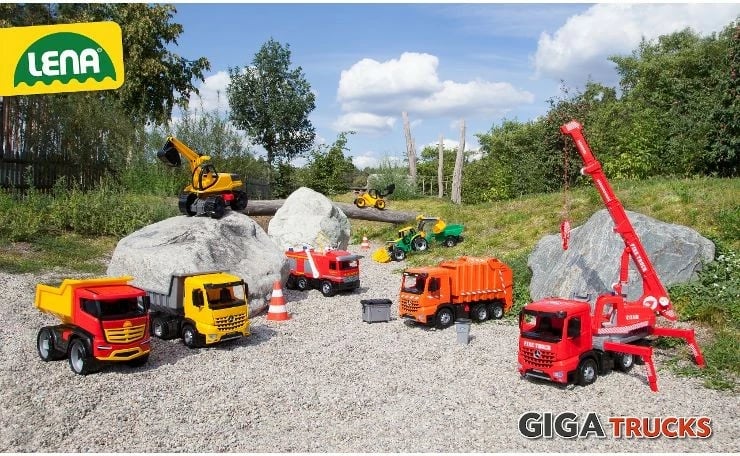 Kamion lodër Lena Giga Trucks 02160, plastikë, 61 cm, e kuqe/e verdhë/e zezë