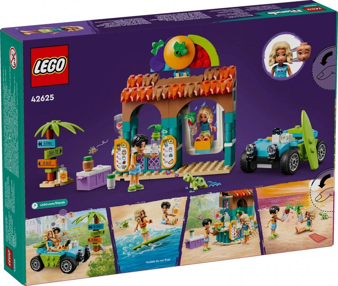Set ndërtimi LEGO Friends 42625 Beach Cocktail Stand, 213 pjesë, me Nova dhe Niko