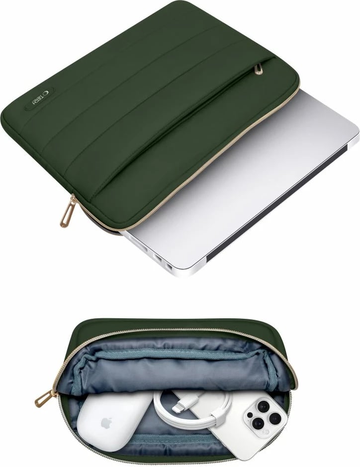 Mbështjellës laptopi Tech-Protect Puffy 13-14 inç me çantë aksesorësh, ulliri