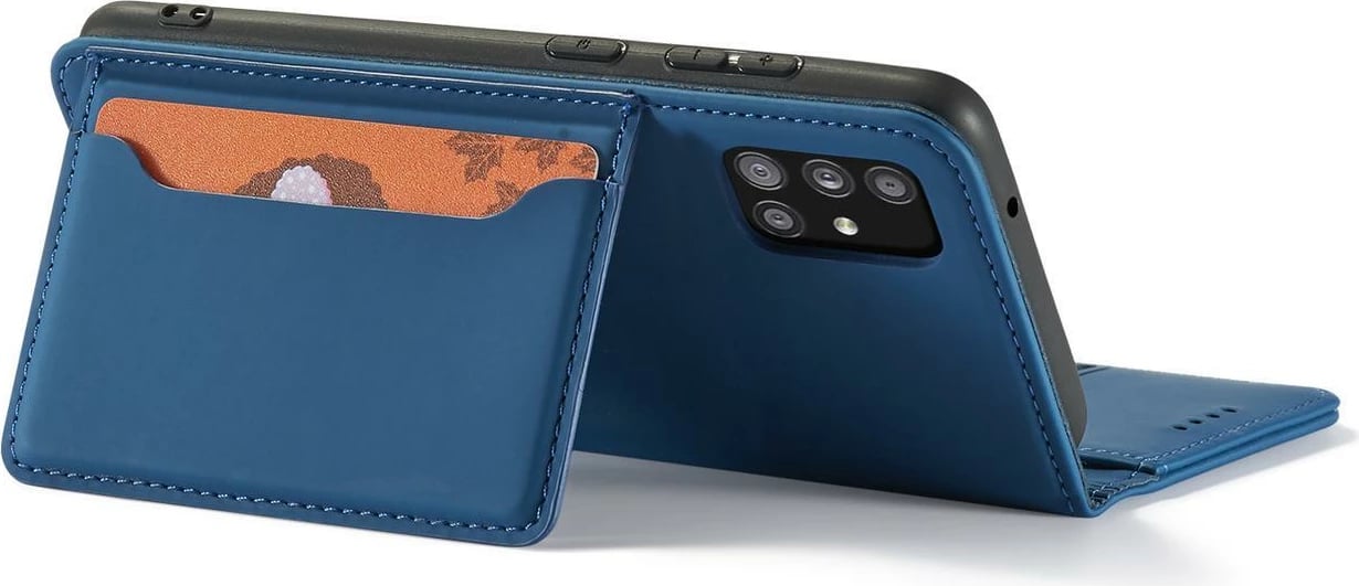 Mbështjellës magnetik Hurtel për Samsung Galaxy A12 5G, me kapak, portofol, Kaltër