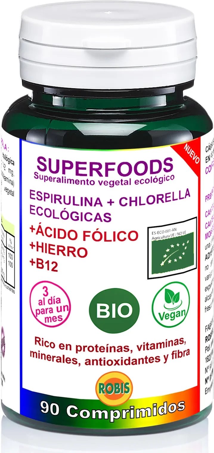 Suplement ushqimor ROBIS Espirulina dhe Chlorella Bio 90 tableta