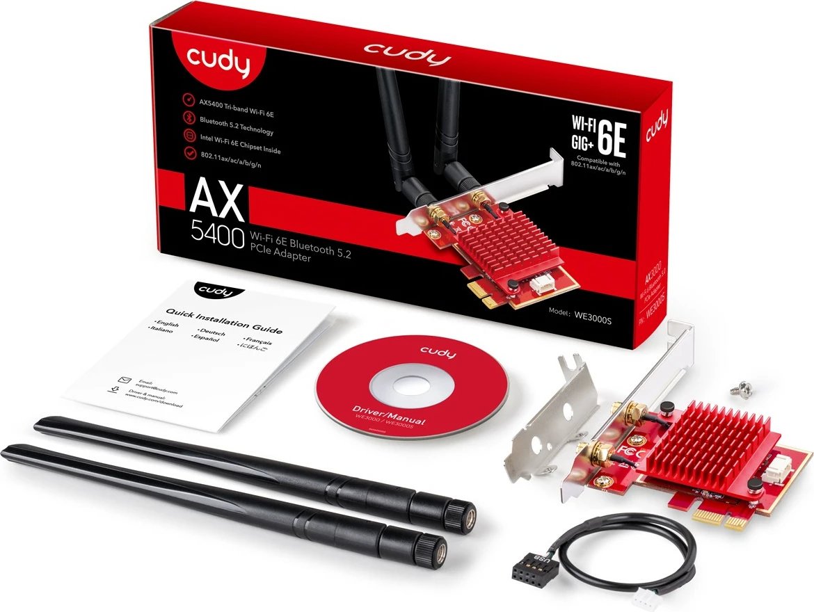 Kartelë rrjeti Cudy WE3000S, PCI Express, WLAN/Bluetooth, 2400 Mbit/s