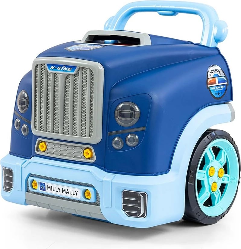 Lodër edukative mekaniku, Milly Mally N-GINE, set 56 pjesë, efekte dritë e zë, STEM 3+, blu