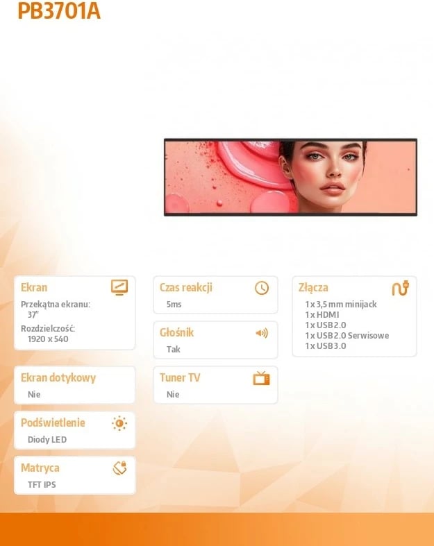 Monitor i madh AG NEOVO PB3701A, 37", 32:9, 700 nit, Android, i zi