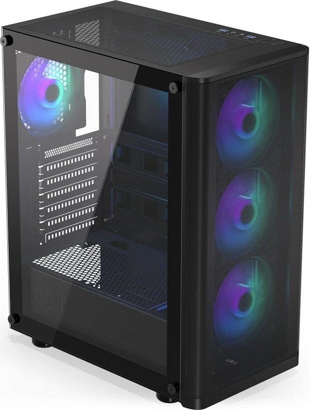 Kasë Endorfy Ventum 200 ARGB, ATX, 4 ventilatorë ARGB, xham i temperuar, e zezë