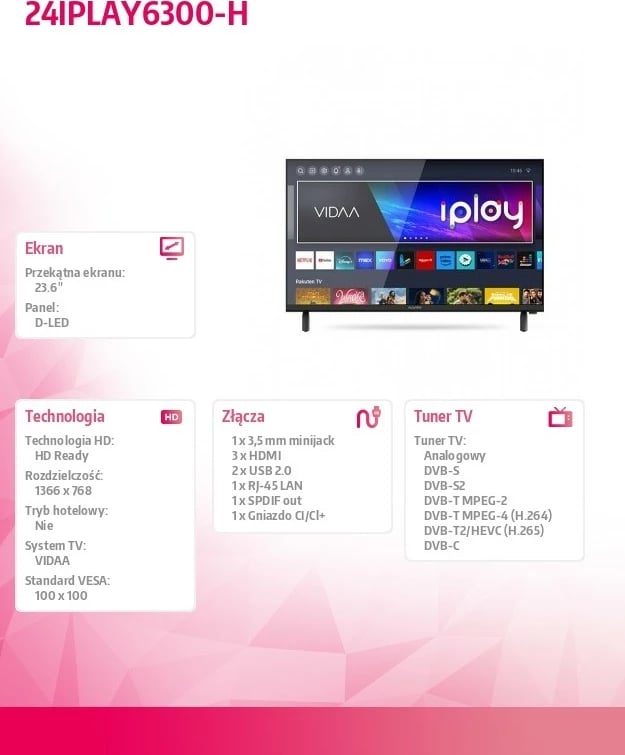 Televizor LED Allview 24IPLAY6300-H, 24 inç, Smart TV, HD Ready, i zi