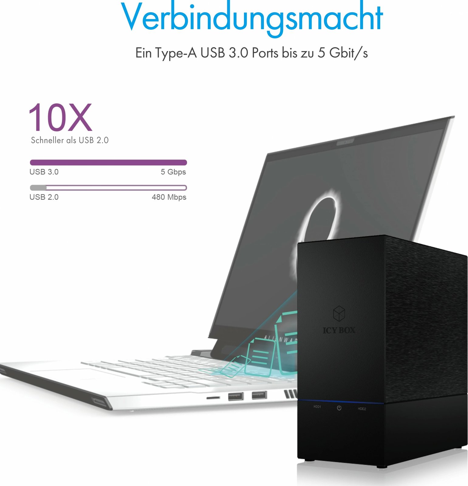 Kasë eksternale ICY BOX IB-RD3621U3, 2x3.5", USB 3.0, RAID, e zezë