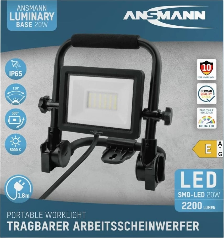 Prozhektor LED Ansmann FL20W-AC, 20 W, Alumini, i zi