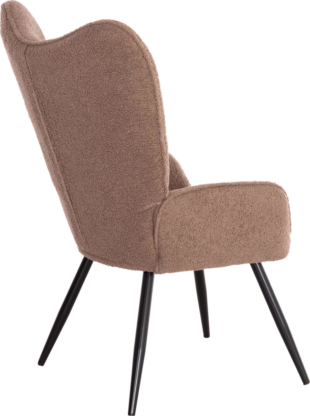 Fotel me këmbestol CRAWLEY, stof boucle kafe, këmbë metalike të zeza, FH8918.26, 69x73x96cm
