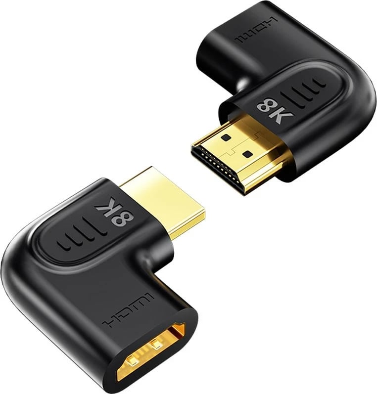 Adapter Unitek HDMI 8K, kënd 90 dhe 270 gradë, i zi