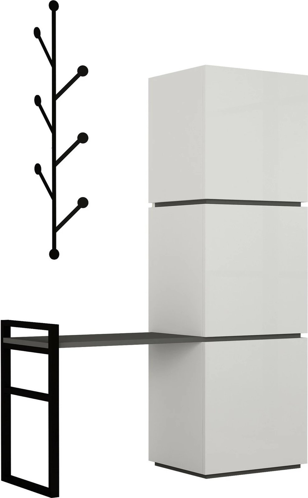 Dollap këpucësh Skye Decor, Mello, bardhë-antracit