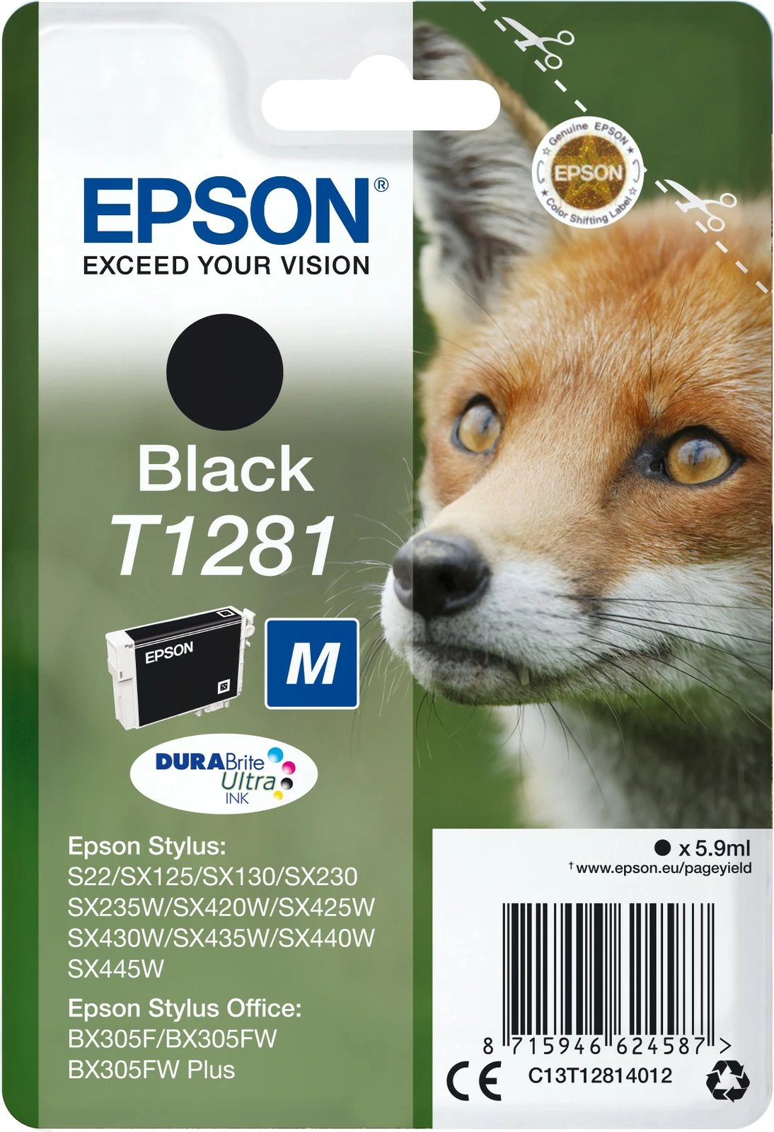 Toner Epson Fox T1281 DURABrite Ultra, 5.9ml, e zezë