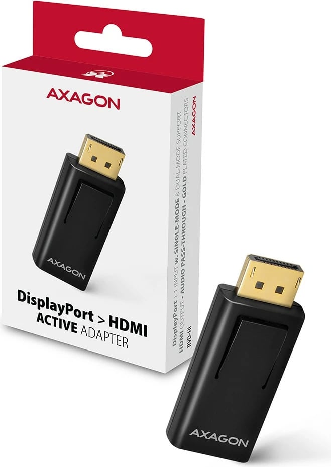 Adapter AXAGON RVD-HI DisplayPort në HDMI, i zi