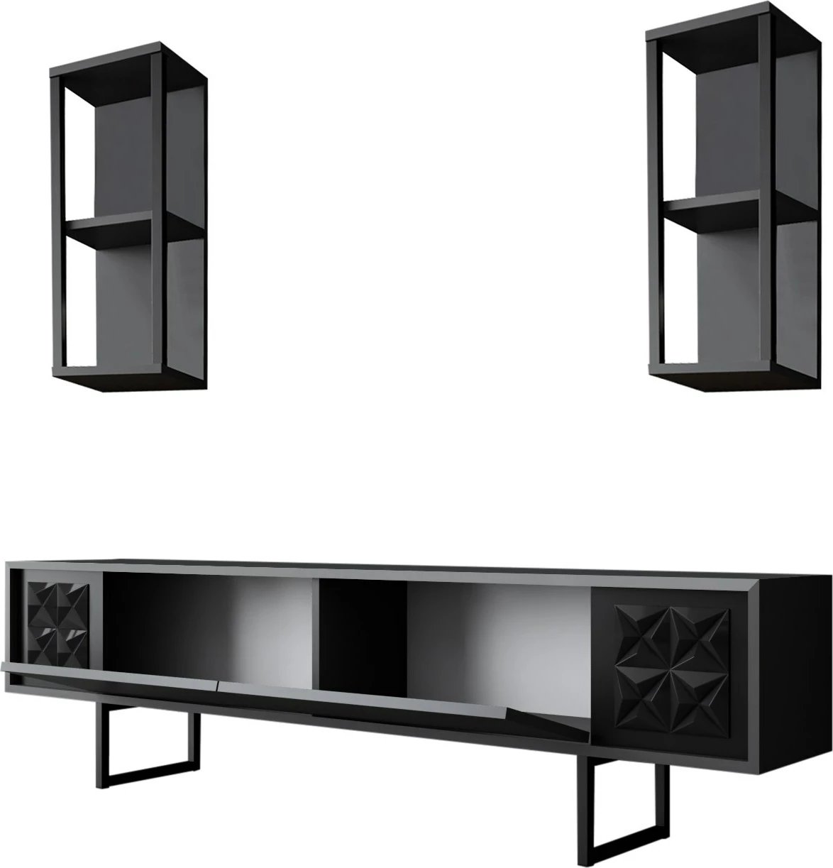 Set mobiljesh për dhomë dite Skye Decor, linjë e zezë, anthracite, e zezë