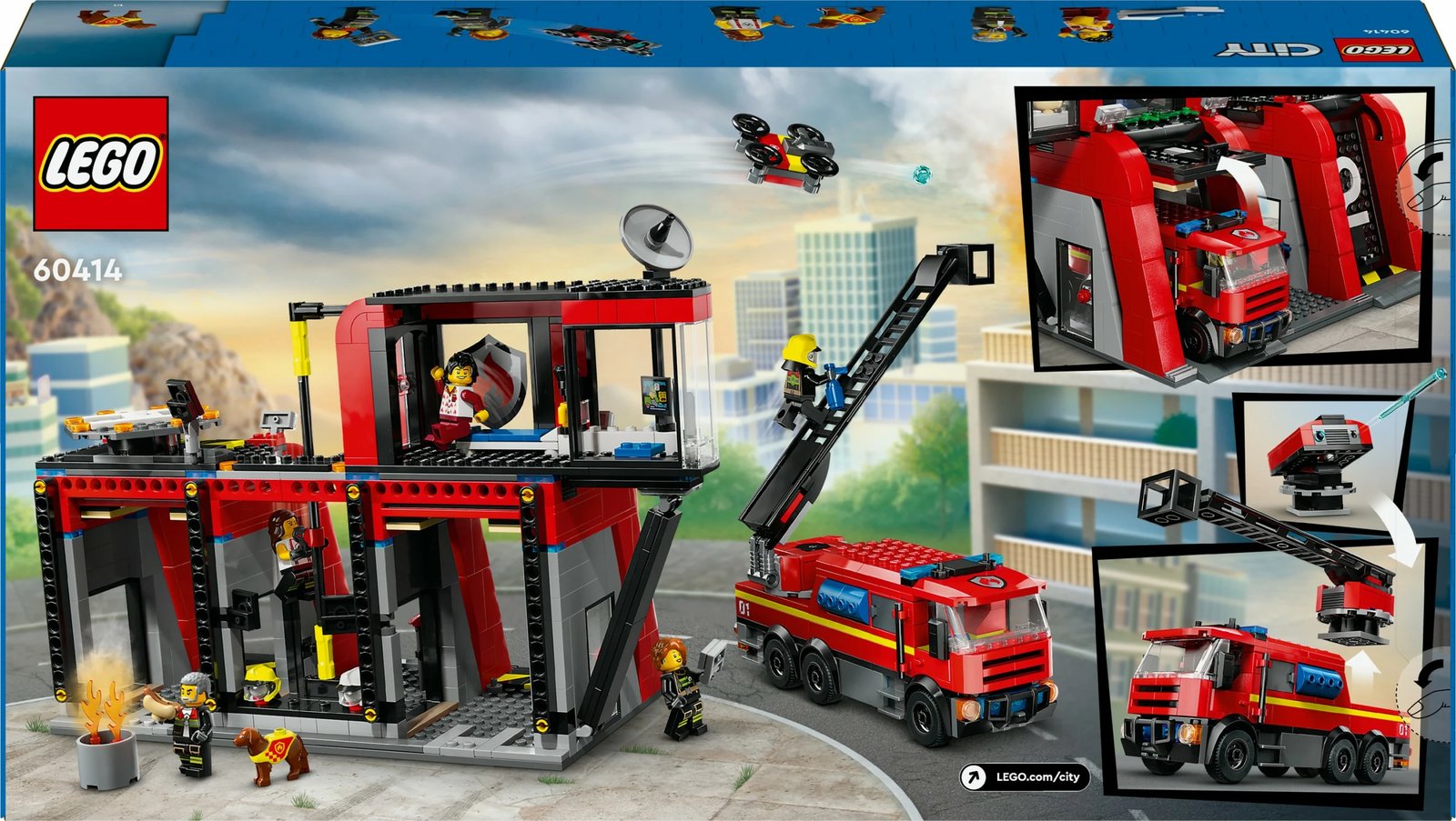 Set ndërtimi LEGO City 60414, stacion zjarri me kamion, 843 pjesë, shumëngjyrësh Set ndërtimi LEGO City 60414, stacion zjarri me kamion, 843 pjesë, shumëngjyrësh