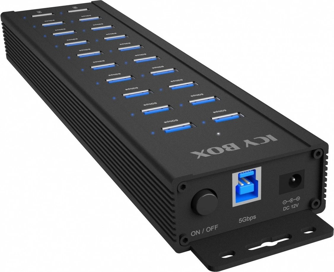 Hub USB IcyBox IB-HUB1720-U3, 20 porta, 96W, i zi