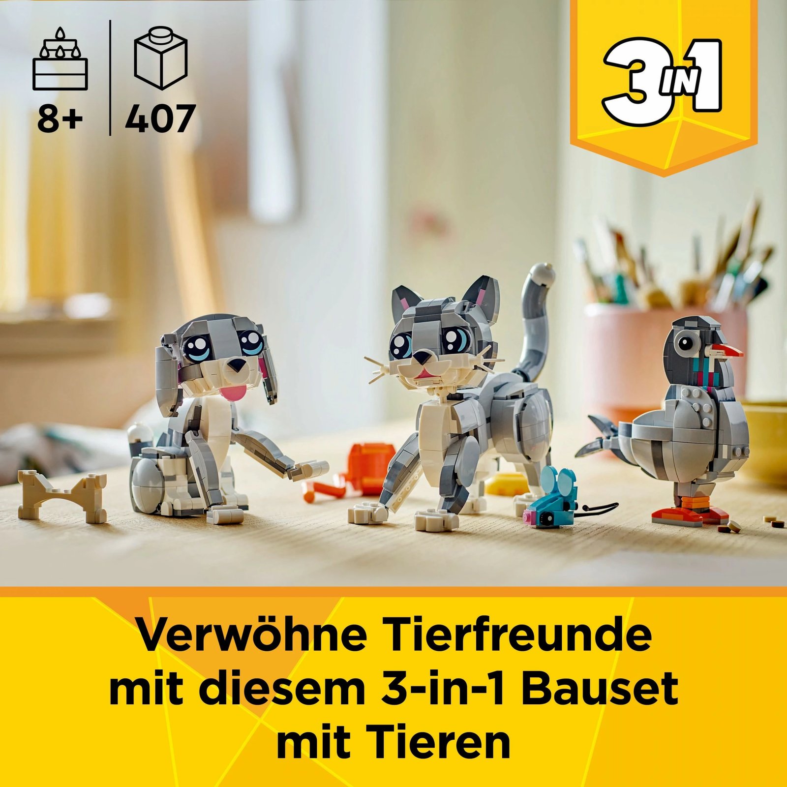 Set ndërtimi LEGO Creator Graue Katze 31163, multikolor