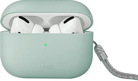 Mbështjellës UNIQ Lino për AirPods Pro 2, silikon, mint, me rrip