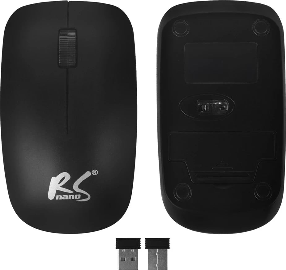 Tastierë dhe Maus NanoRS RS580, Pa kabllo, Ergonomik, Zi