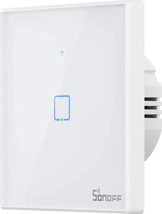 Switch i mençur Sonoff T2EU1C-TX, 1 kanal, WiFi + RF 433MHz, i bardhë