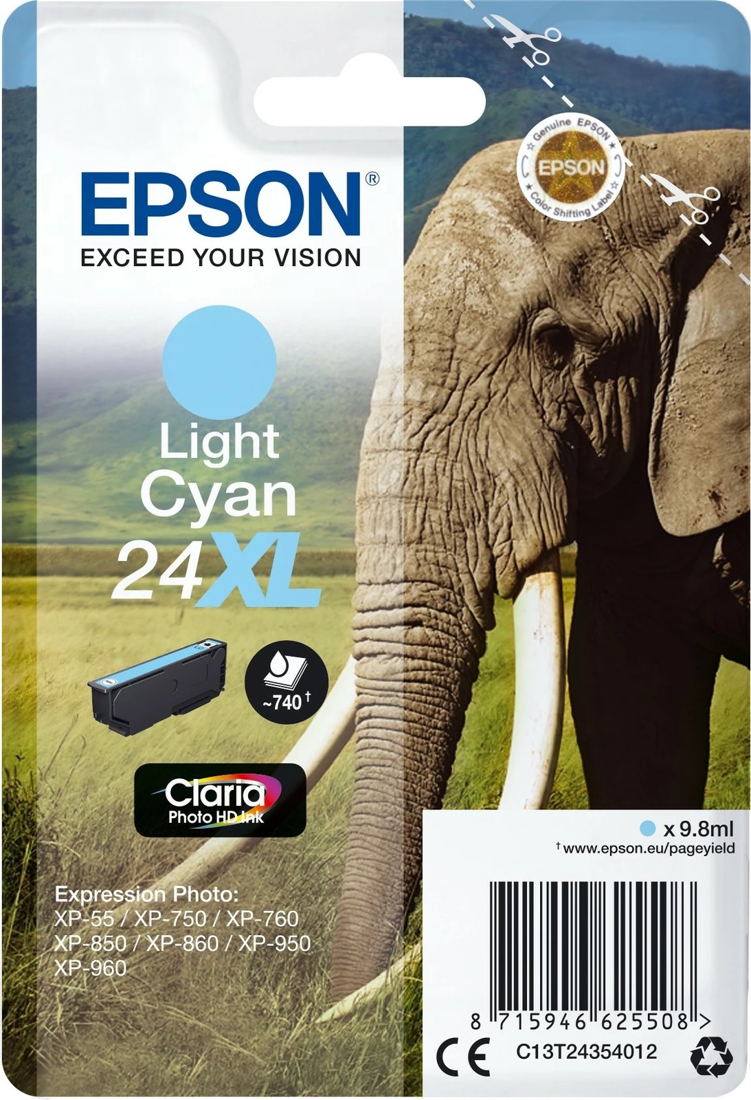 Toner Epson Elephant Singlepack Light Cyan 24XL, 9.8 ml