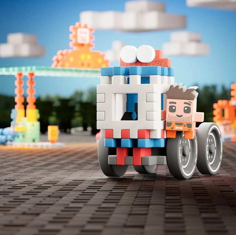 Set lodrash ndërtimi Marioinex Mini Waffle City Gas Station, 148 pjesë, plastikë
