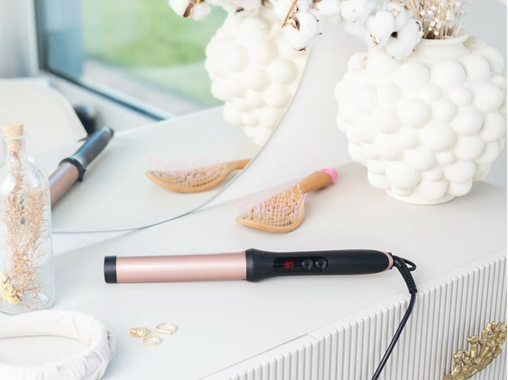 Figaro, Lafe, Sleek & Shine Curler 25mm LAFLKA47571, 100-200°C LCD, 60 W, veshje qeramike, fikje automatike, kabllo rrotulluese, rozë/zezë