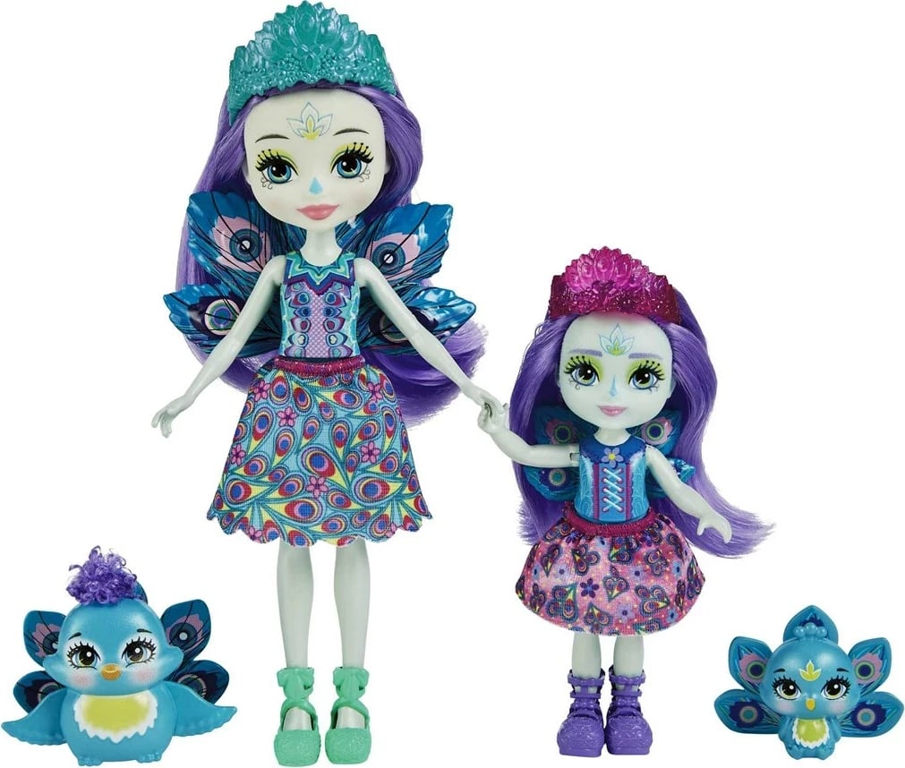 Lodra Enchantimals MATTEL Patter Peacock & Flap, Set me 2 kukulla, Shumëngjyrëshe