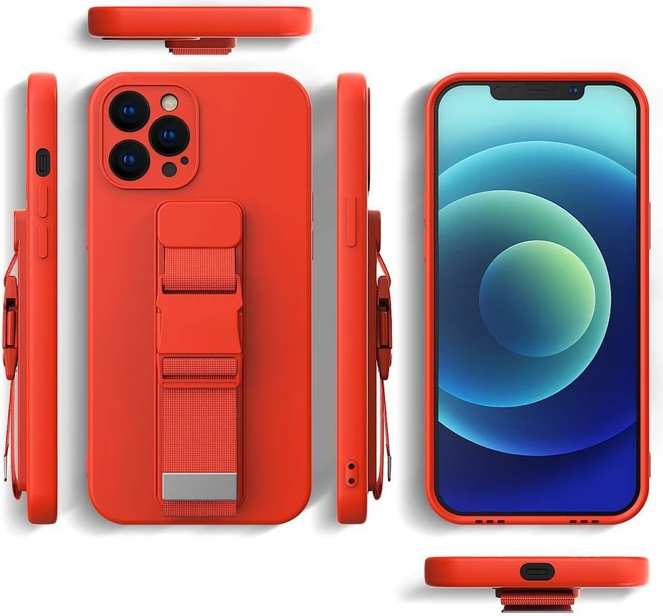 Mbështjellës silikoni Hurtel Rope Case me rrip, për Samsung Galaxy S22 Ultra, Zi