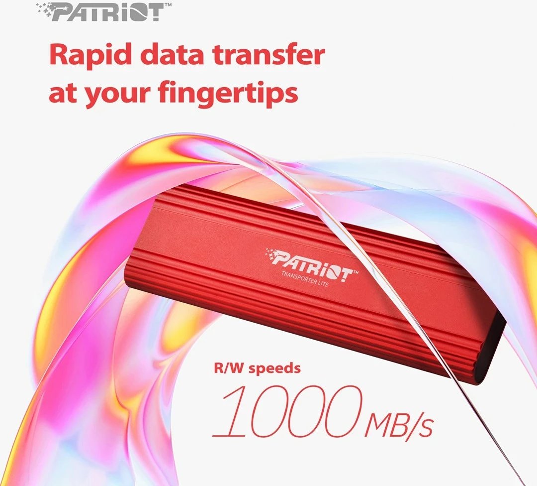 Disk i jashtëm Patriot Memory Transporter Lite 2 TB, USB Type-C 3.2 Gen 2, Kuq